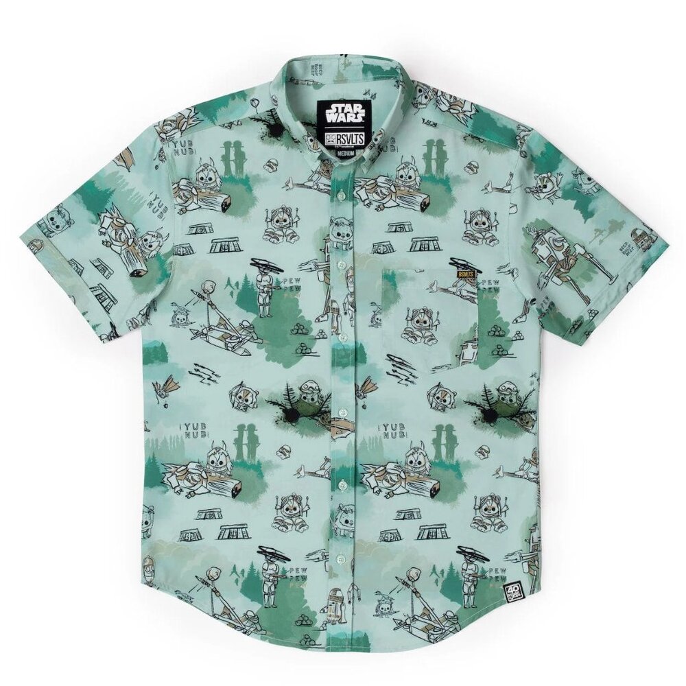 RSVLTS Disney Star Wars Ewok, Button Up Shirt, Size 3X